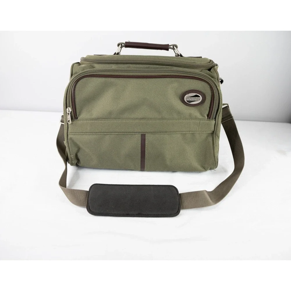 American‎ Tourister Carry On Bag Olive Green Excellent Travel Messenger